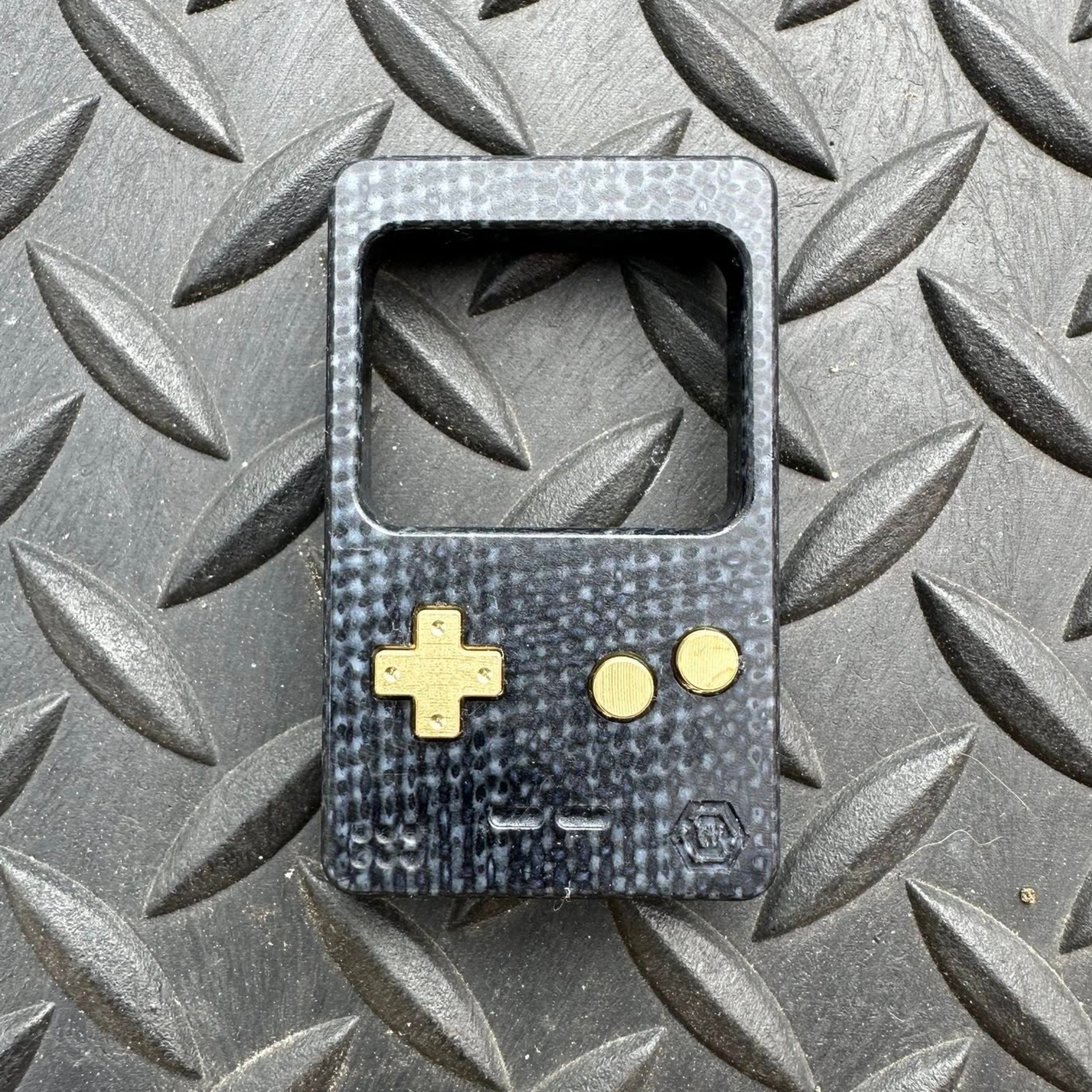 Black Jute Micarta Clicktendo Slim with Brushed Brass Buttons